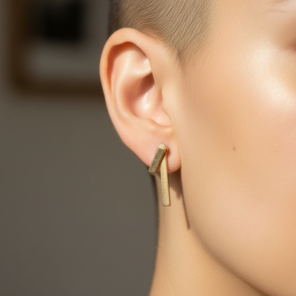 Minimalist Gold Bar Drop Earrings - Women Jewelry Earrings